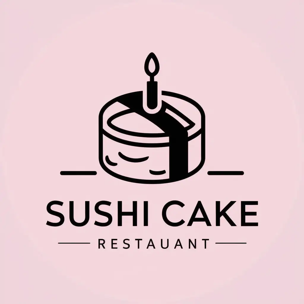 LOGO-Design-For-Sushi-Cake-Minimalistic-Cake-Sushi-with-Candle-for-Restaurant-Industry