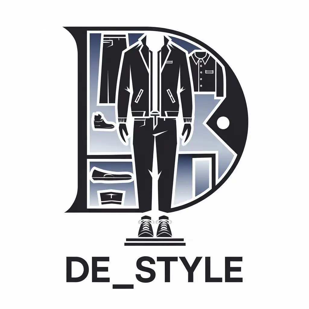 a vector logo design,with the text "de_style", main symbol:clothes,complex,clear background