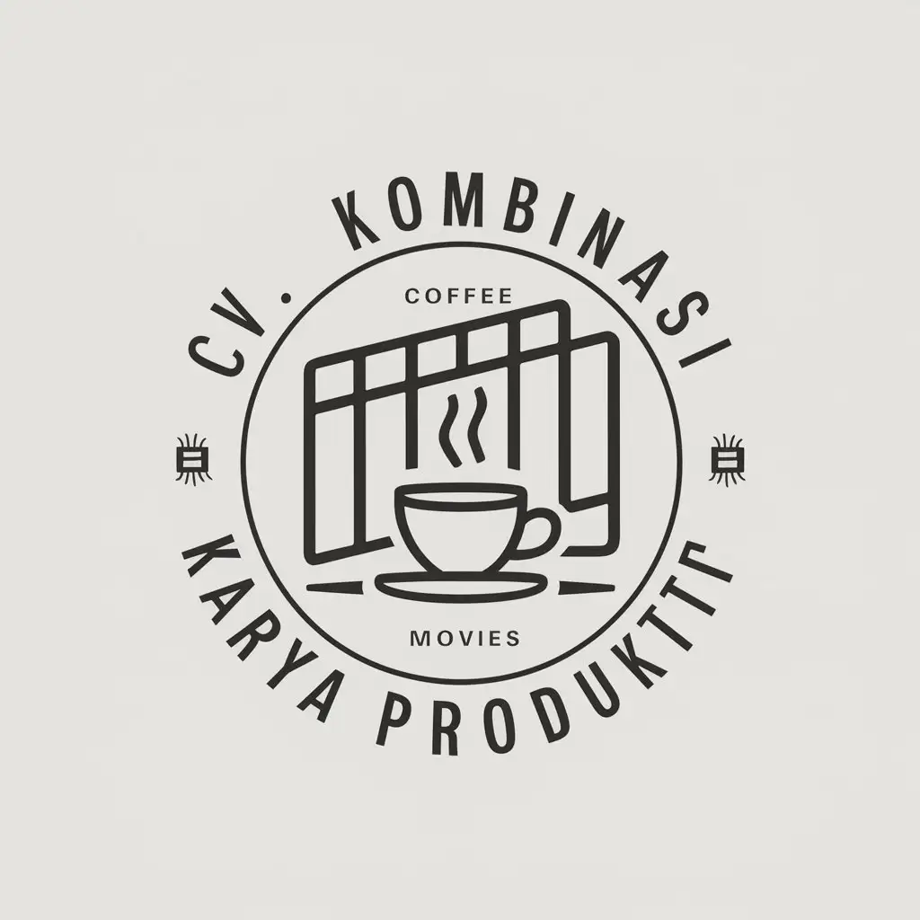 a vector logo design,with the text "CV. Kombinasi Karya Produktif", main symbol:coffee trading and movies production,Moderate,clear background