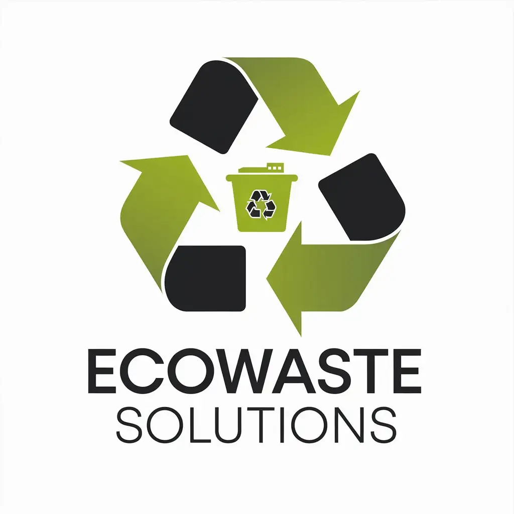 LOGO Design for EcoWaste Solutions Waste Management Symbol in Lime for Technology Industry