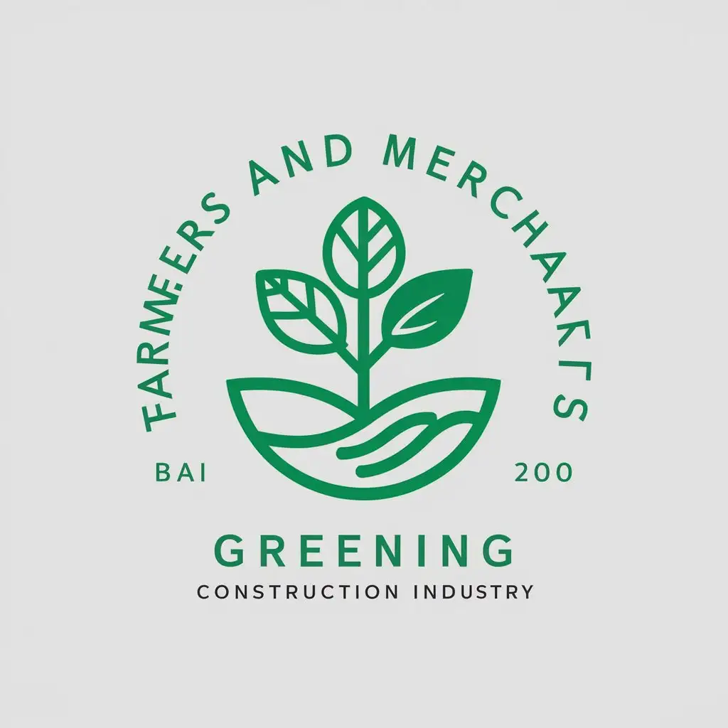 a vector logo design,with the text "farmers and merchants greening", main symbol:Bai Yu Lan, green leaves,Minimalistic,be used in Construction industry,clear background