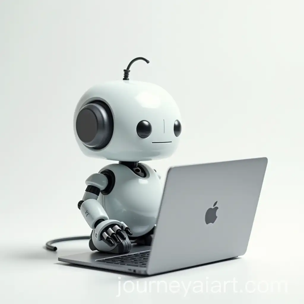 Pixelated-Robot-Mouse-with-Laptop-in-Minimalist-Design