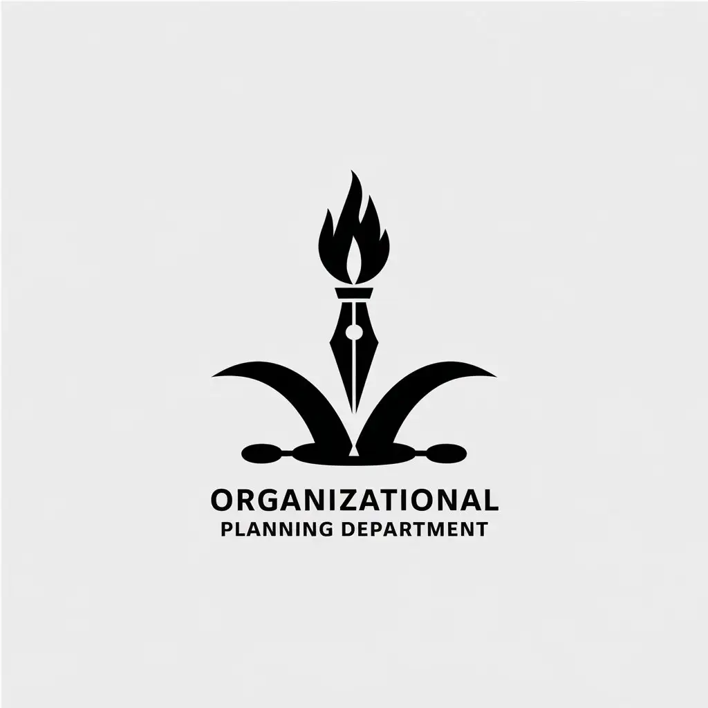 LOGO-Design-for-Organizational-Planning-Department-Minimalist-Steel-Pen-and-Torch-with-Curves-on-Clear-Background