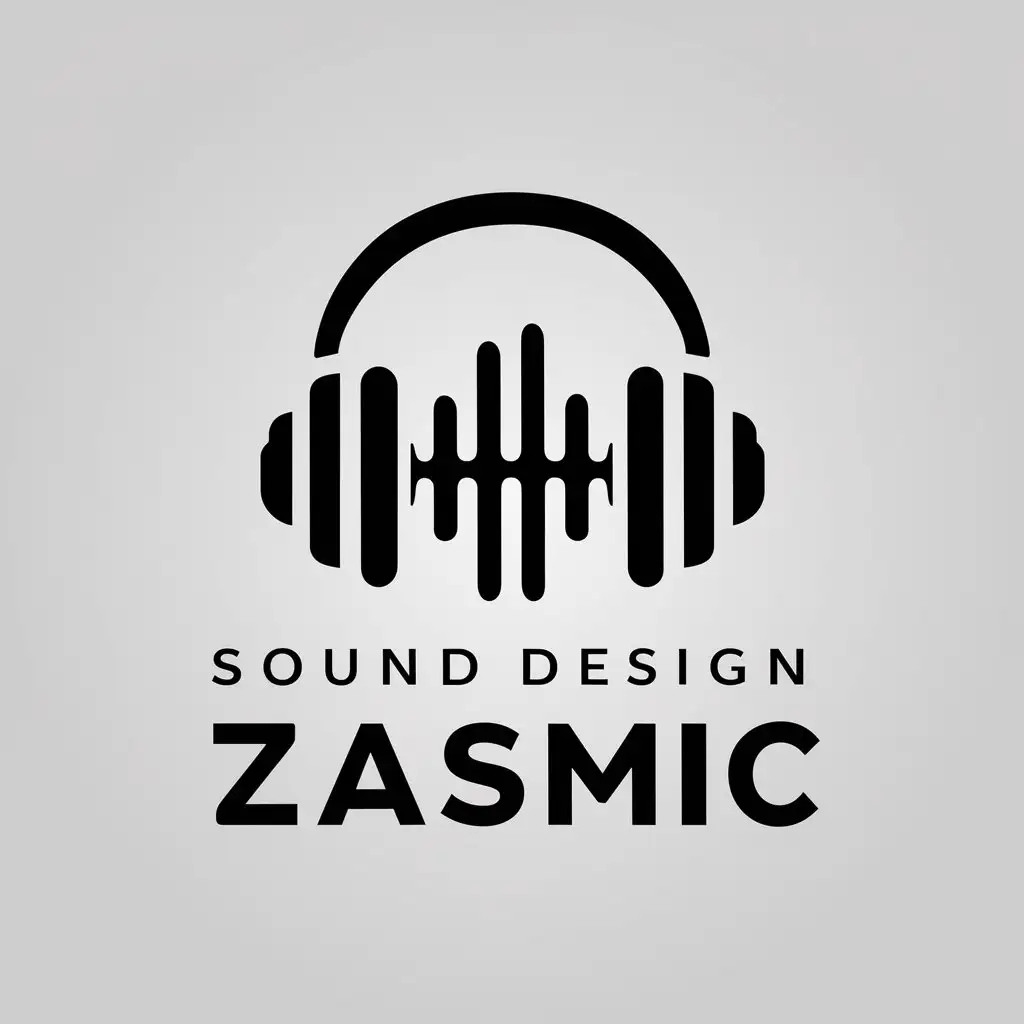 a vector logo design,with the text "Sound design Zasmic", main symbol:Headphones, sound wave,Moderate,clear background