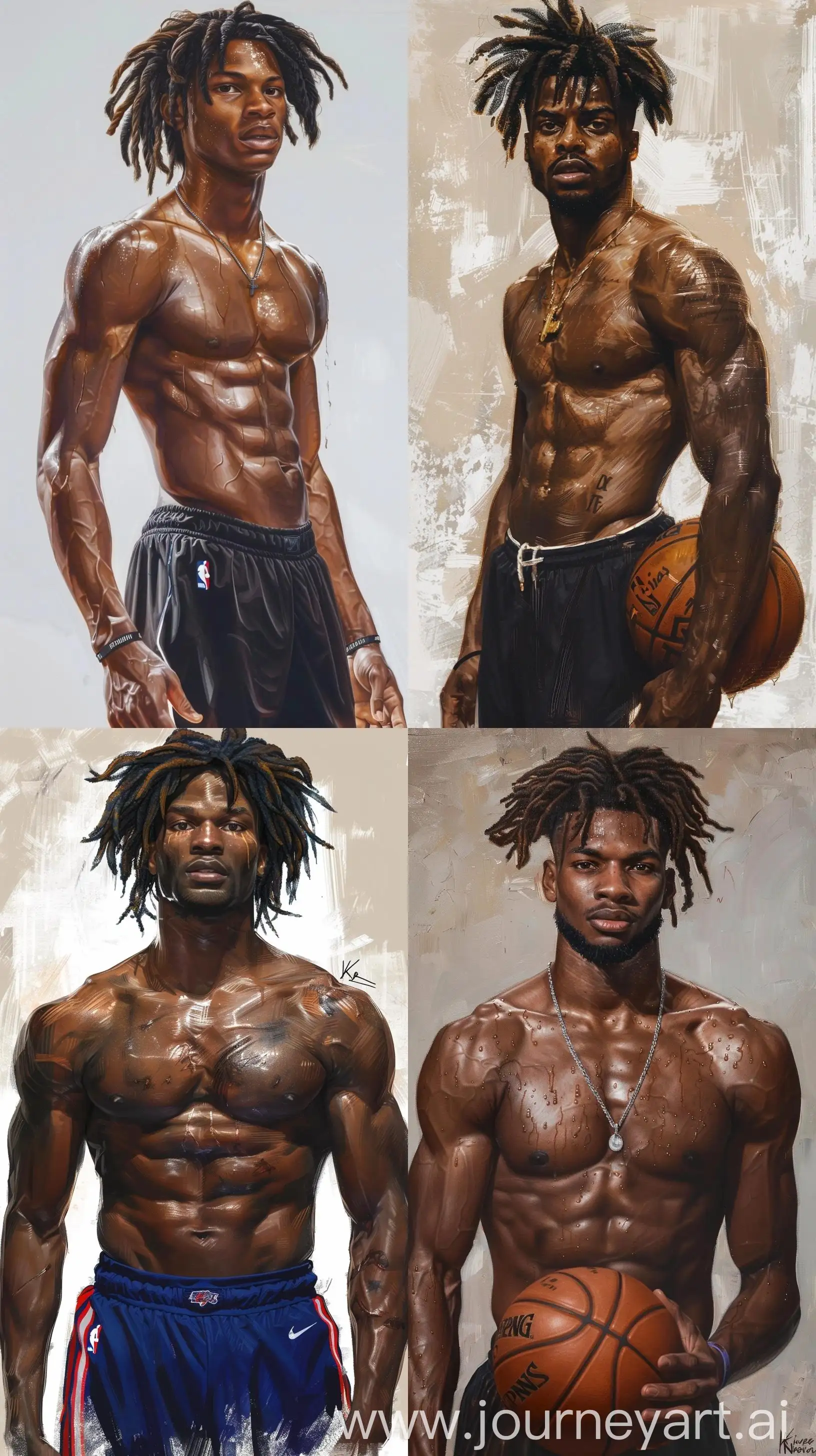 Young-NBA-Player-Kyle-Gardner-from-St-Louis-in-Surrealistic-Oil-Painting