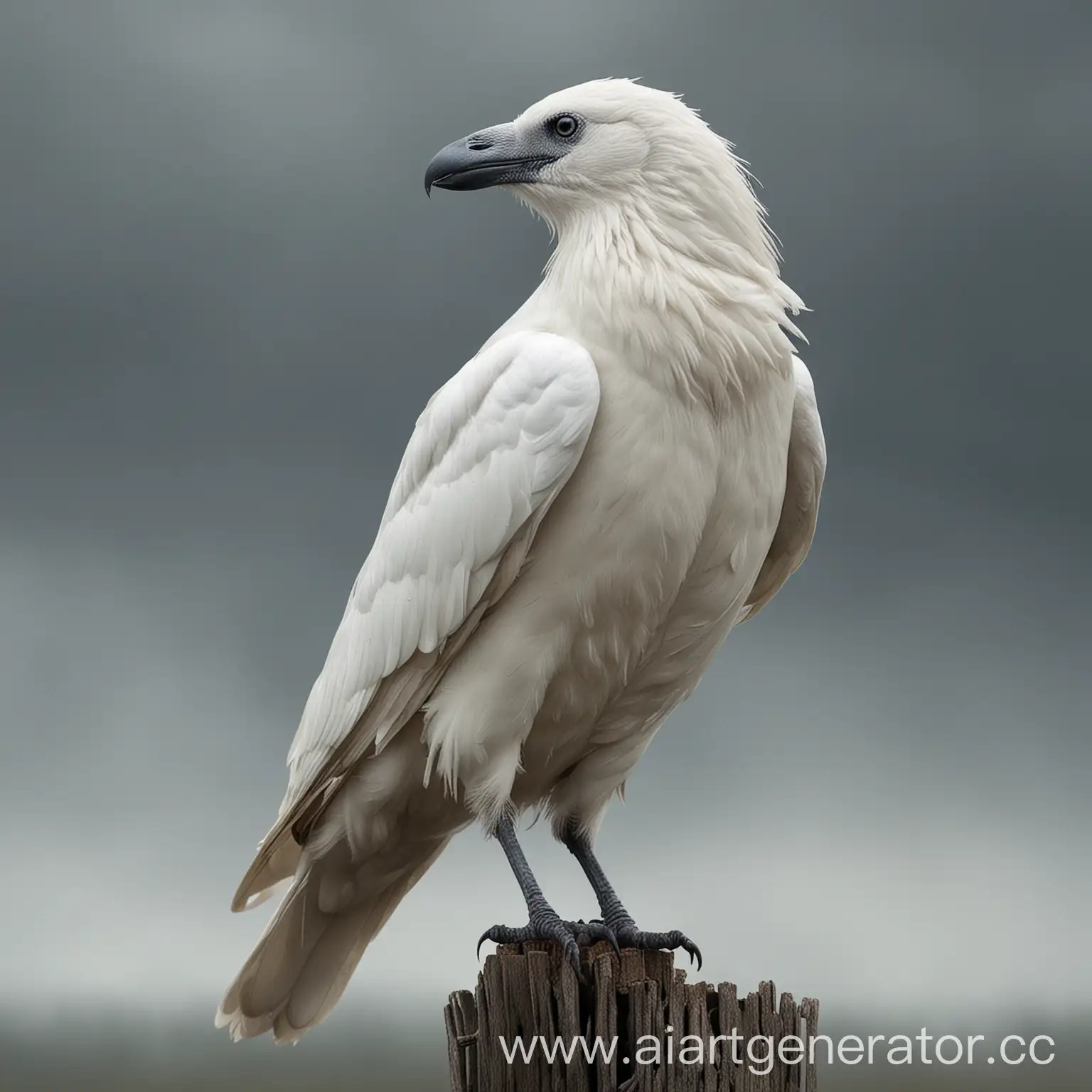 Majestic-White-Crow-Perched-on-a-Snowy-Branch