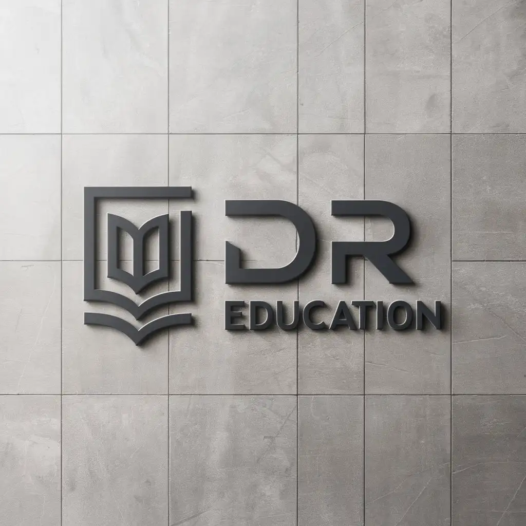 a logo design,with the text "DR", main symbol:book,Moderate,be used in Education industry,clear background