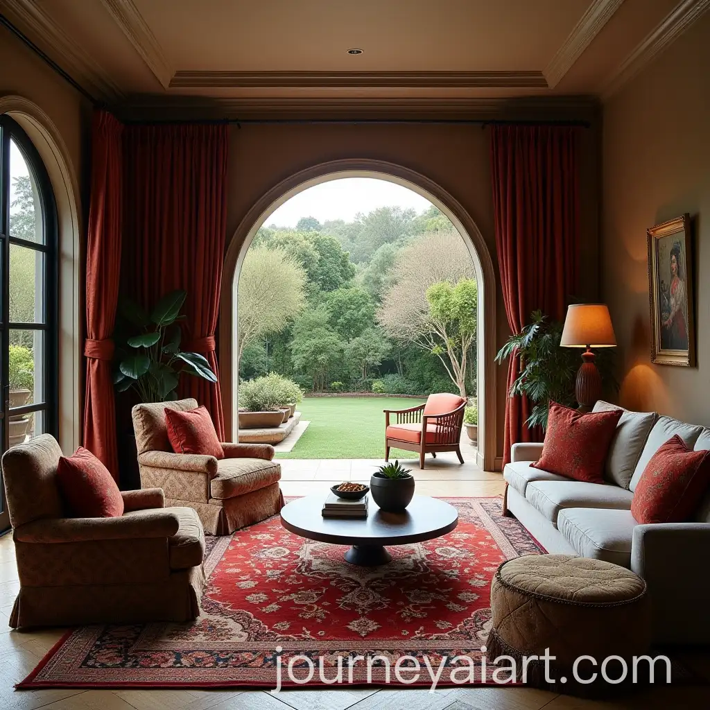 Contemporary-and-Victorian-Fusion-in-Villa-Living-Room-with-Persian-Rugs