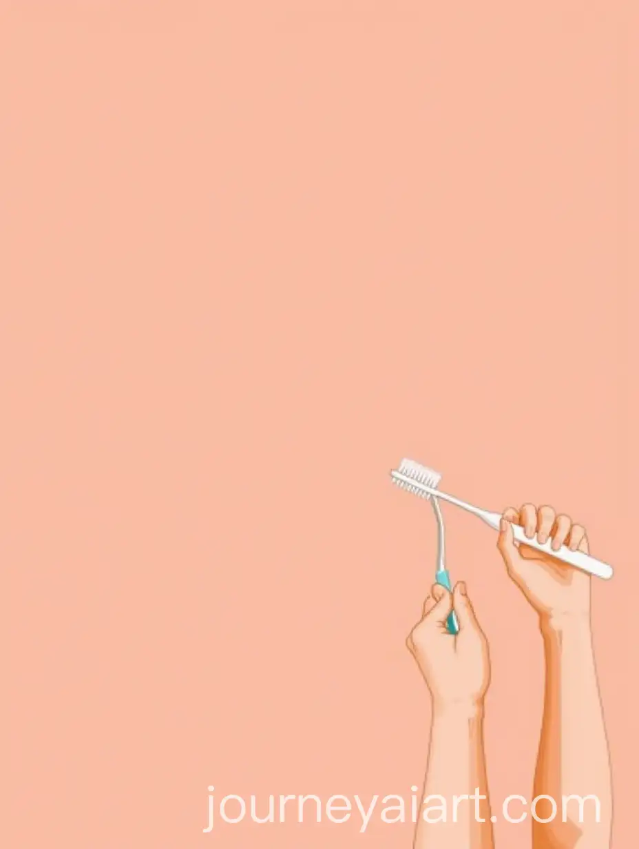 Hand-Holding-Toothbrush-on-Stage-with-Pastel-Pink-and-Orange-Hues
