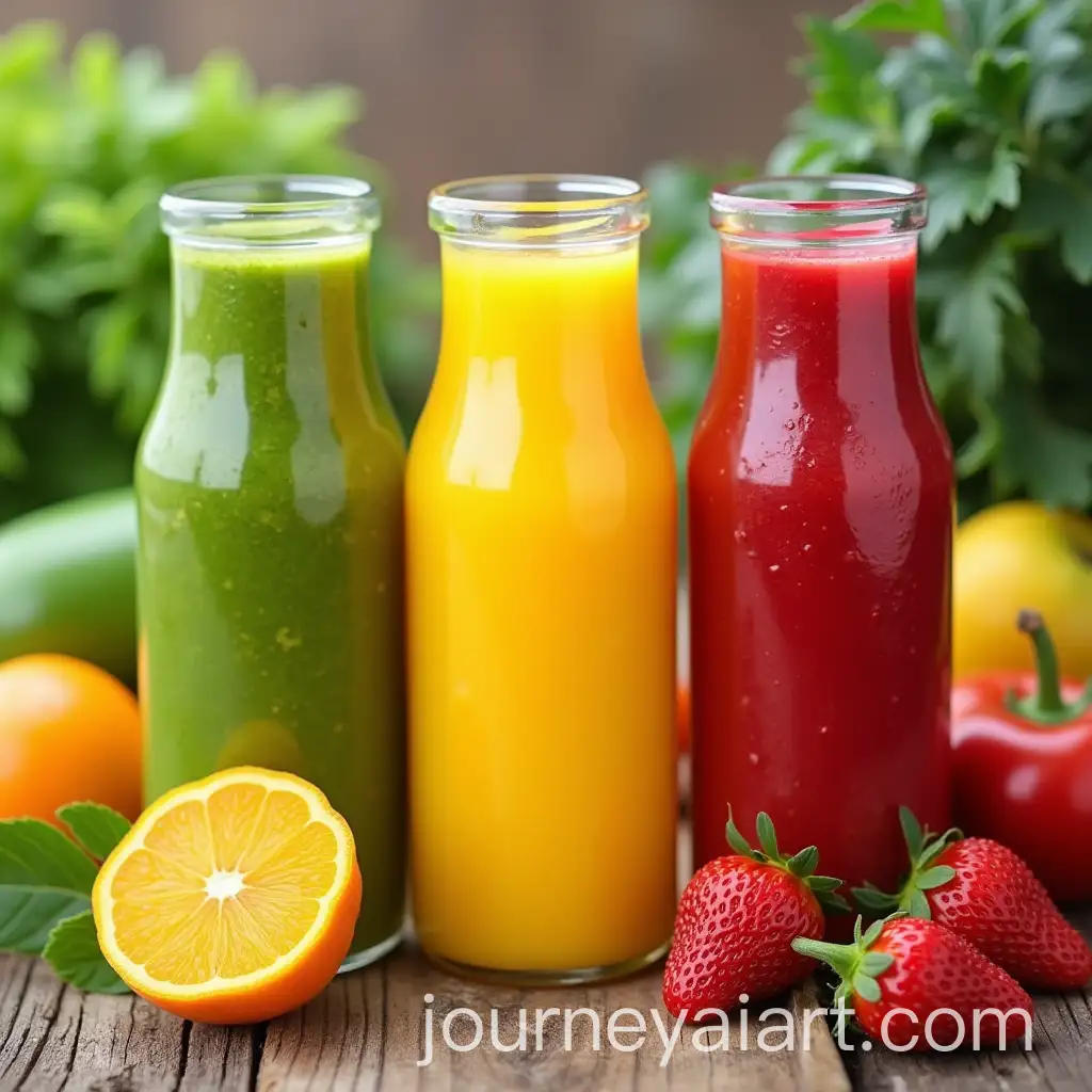 Assorted-Fruit-and-Vegetable-Juices-in-Green-Yellow-and-Red-Colors-Blending-Together
