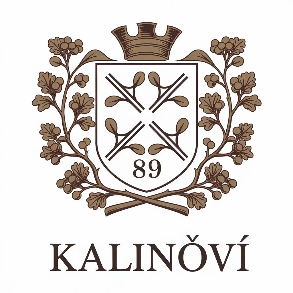 LOGO Design for Kalinovi Heraldic Shield with Viburnum Branches and Berries for Real Estate