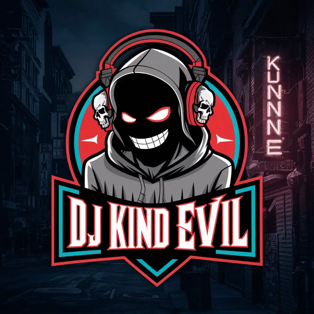 Придумай логотип для диджея DJ Kind Evil, в стиле хип-хоп