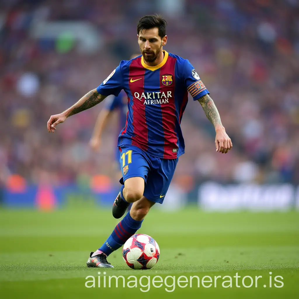 Lionel-Messi-Dribbling-the-BallAI-Art-Prompt-Expansion-in-a-Dynamic-Soccer-Action