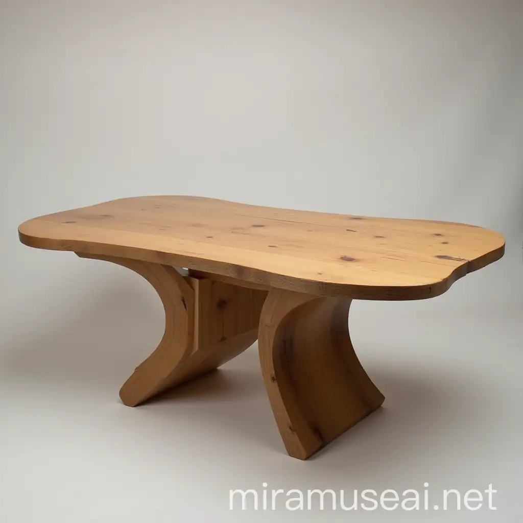 Curved Wooden Table with Elegant Dinner Setting