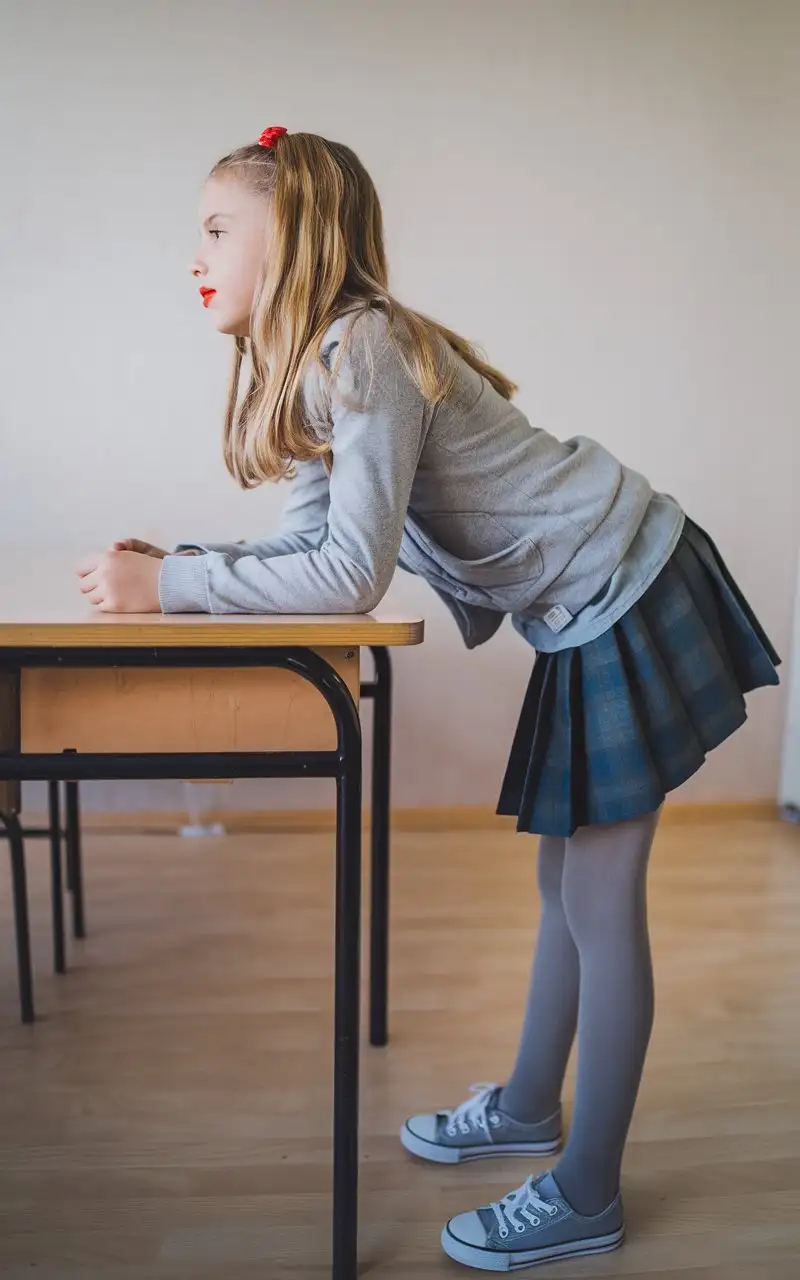 14YearOld-Turkish-Girl-in-Gray-School-Outfit-at-Wooden-Table