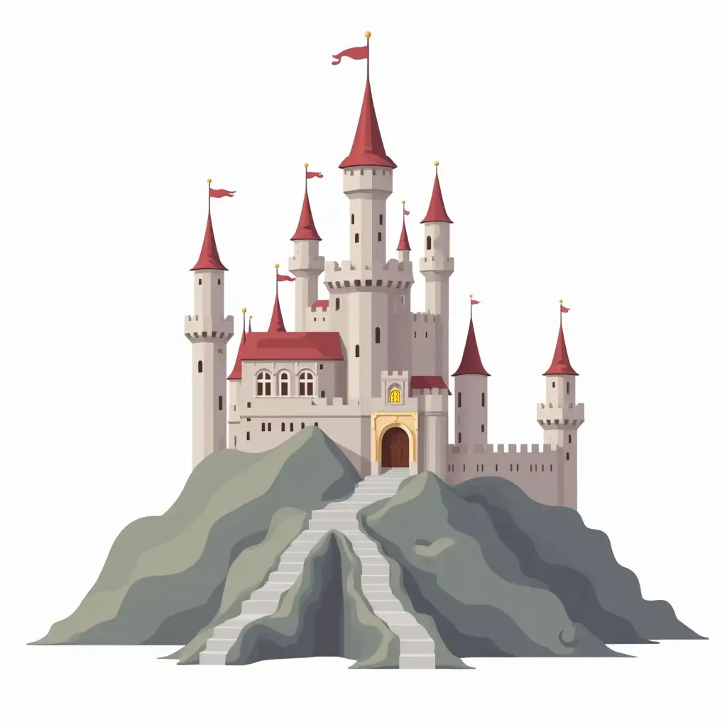 Fantasy Castle Illustration with Towers and Vibrant Colors