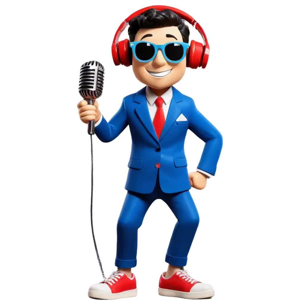 Vibrant-Anthropomorphic-Peanut-Character-PNG-with-Retro-Microphone-and-Music-Theme-Vector-Illustration