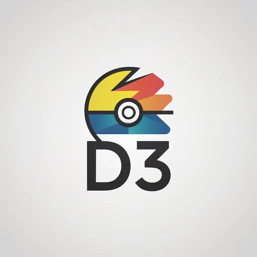 LOGO Design for D3 Minimalistic Pokeball Twist with Yellow Orange Blue Theme