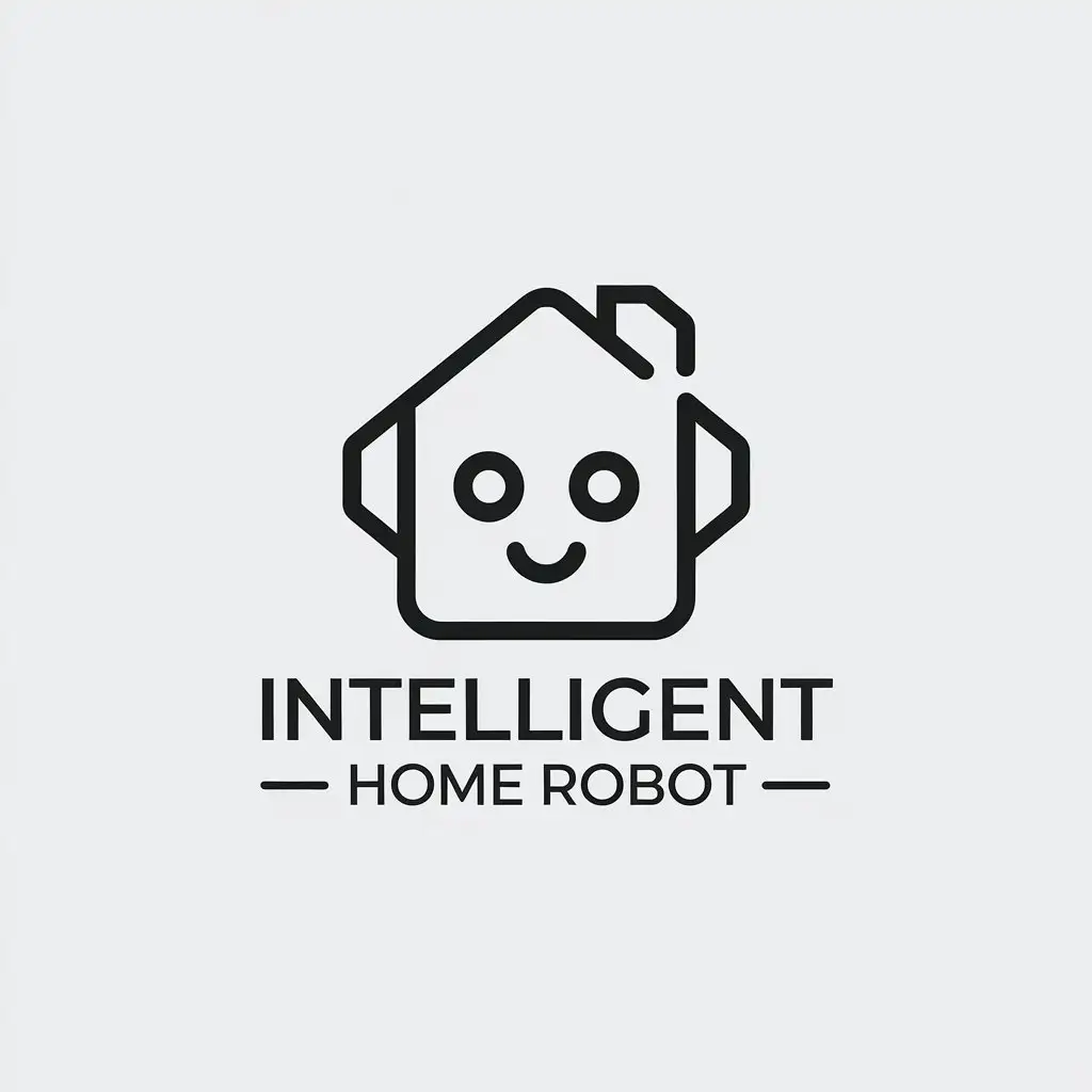 LOGO Design for Intelligent Home Robot Smart Home Icons Friendly Robot Face in Minimalistic Style