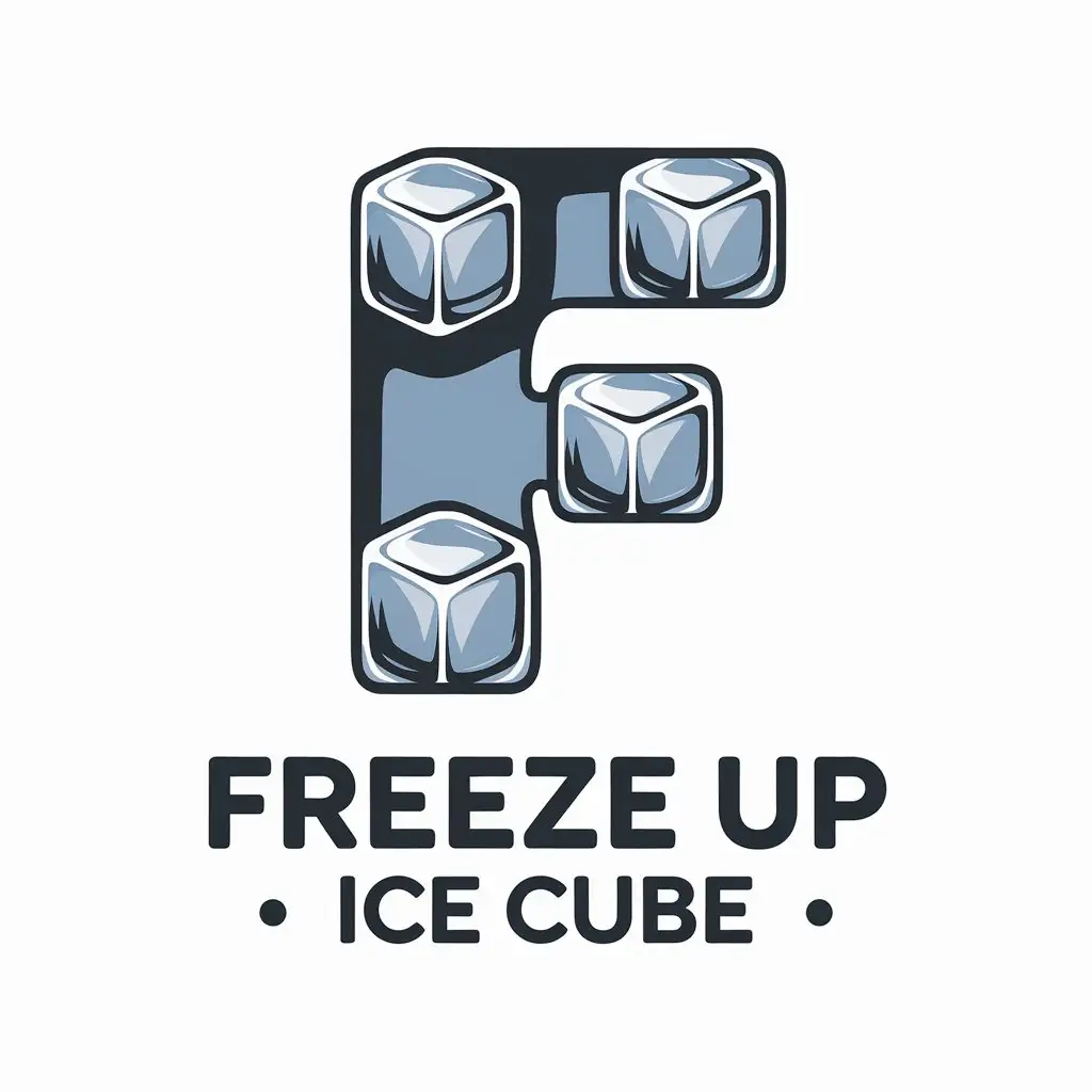 LOGO Design for Freeze Up Ice Cube Chilly Capital F with Ice Cubes for Restaurant Industry