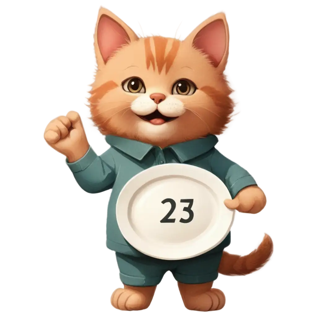 Huggable-and-Happy-Kitten-Doodle-PNG-Plate-with-Number-25-800