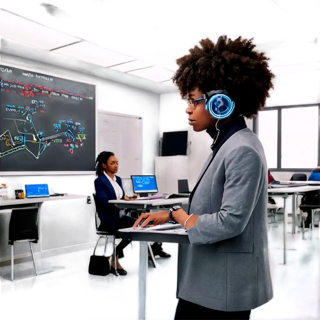 Futuristic-Classroom-PNG-with-AfroAmerican-Professor-and-Advanced-Modern-Equipment-Ideal-for-Educational-and-Tech-Illustrations