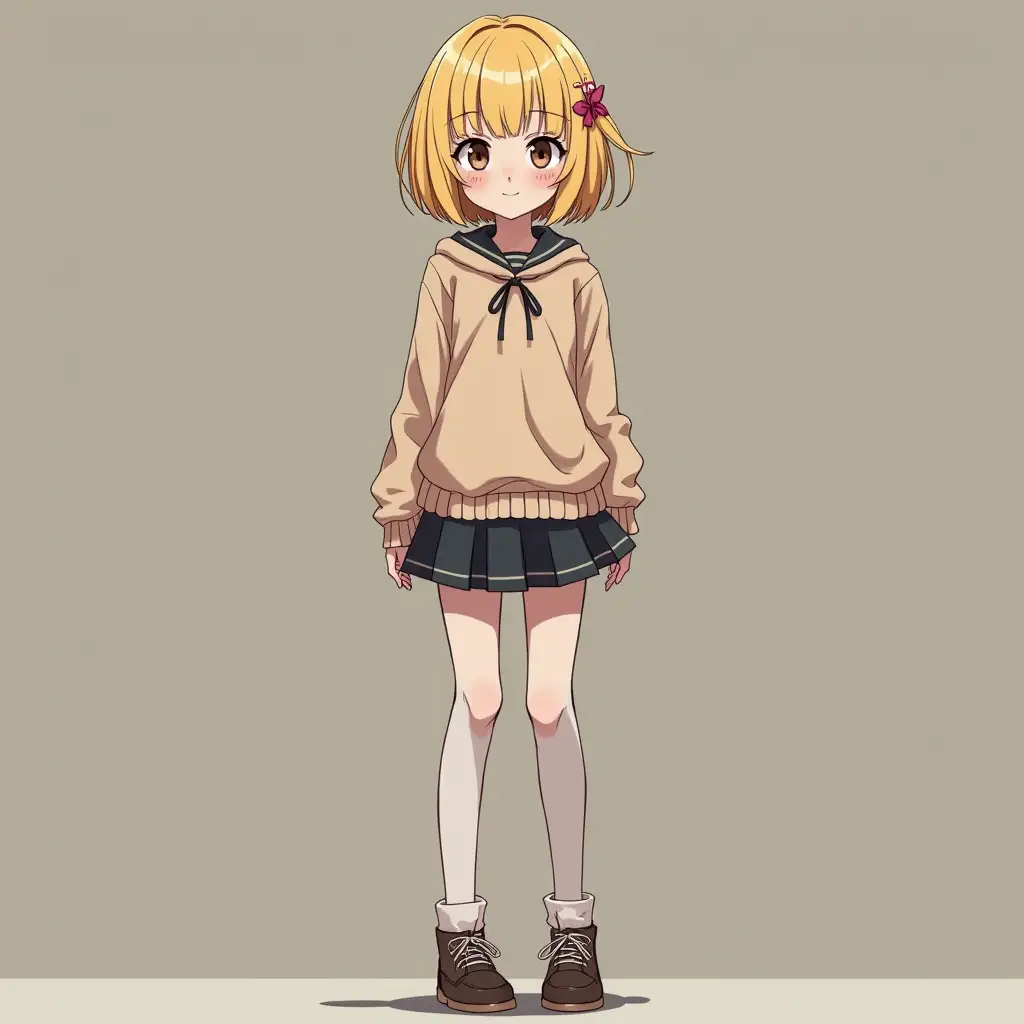 Adorable-and-Silly-Anime-Girl-with-Blond-Bob-Cut-in-70s-GothicInspired-Outfit