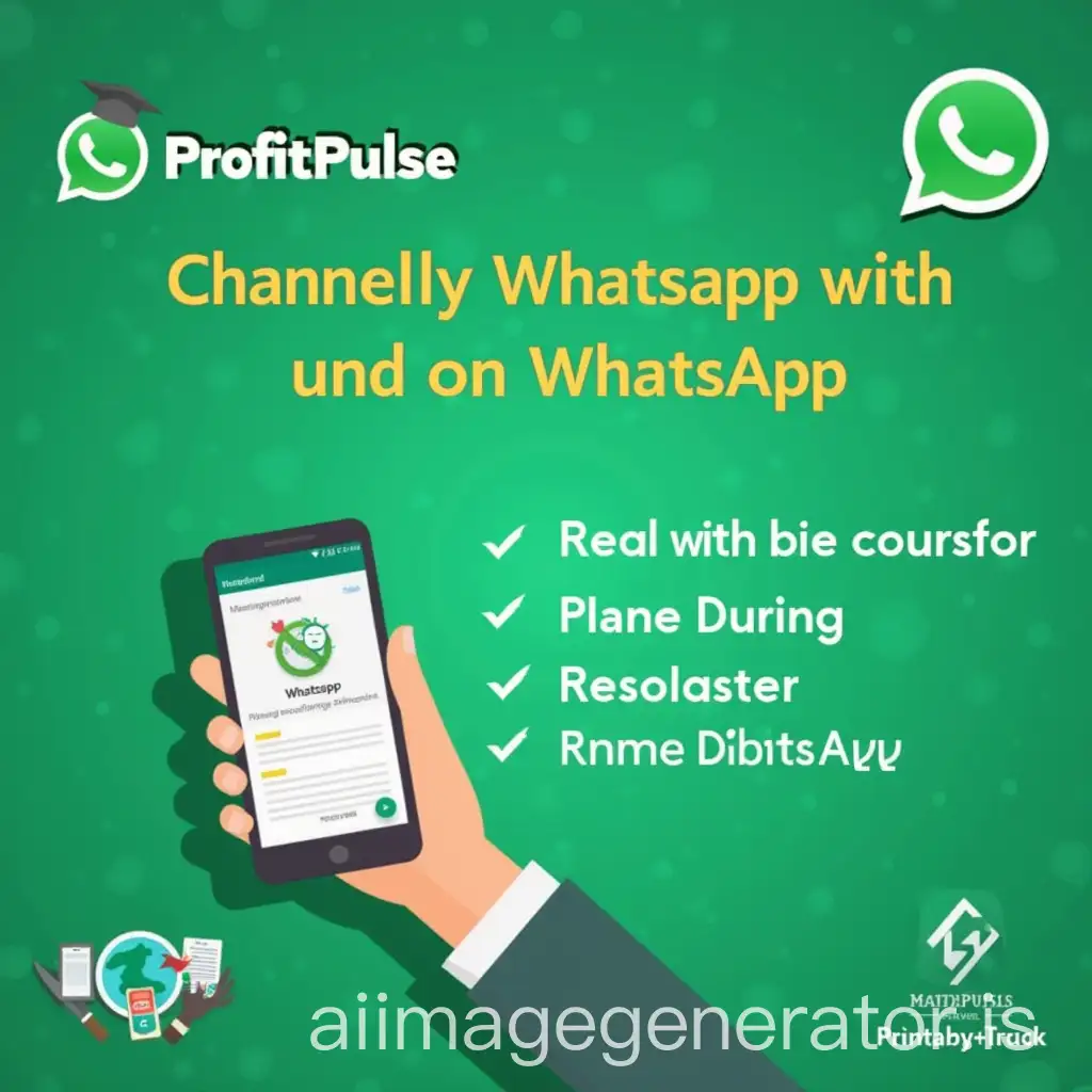 Create an advertisement image for a WhatsApp channel called ProfitPulse Tips