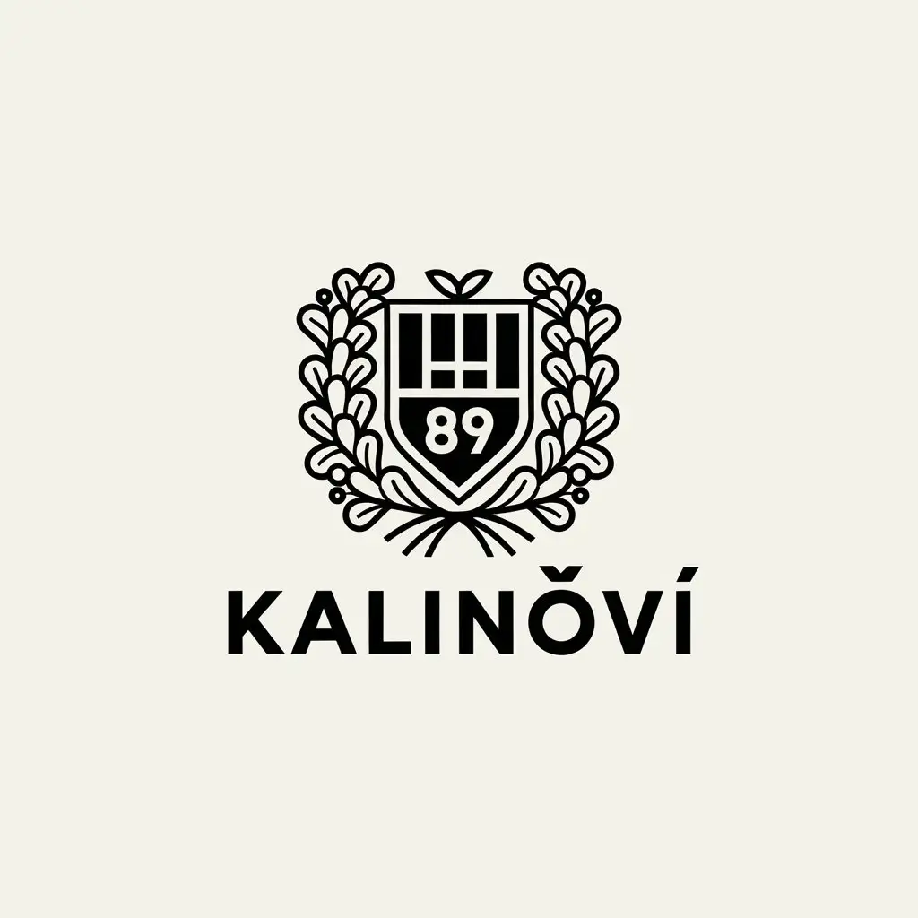 LOGO Design for Kalinovi Heraldic Shield with Viburnum Branches and Number 89 for Real Estate