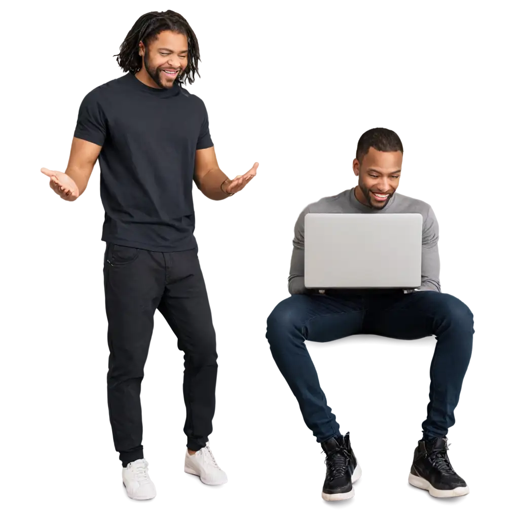 Excited-Black-American-Couple-Looking-at-Laptop-PNG-Image-for-Digital-and-Marketing-Use