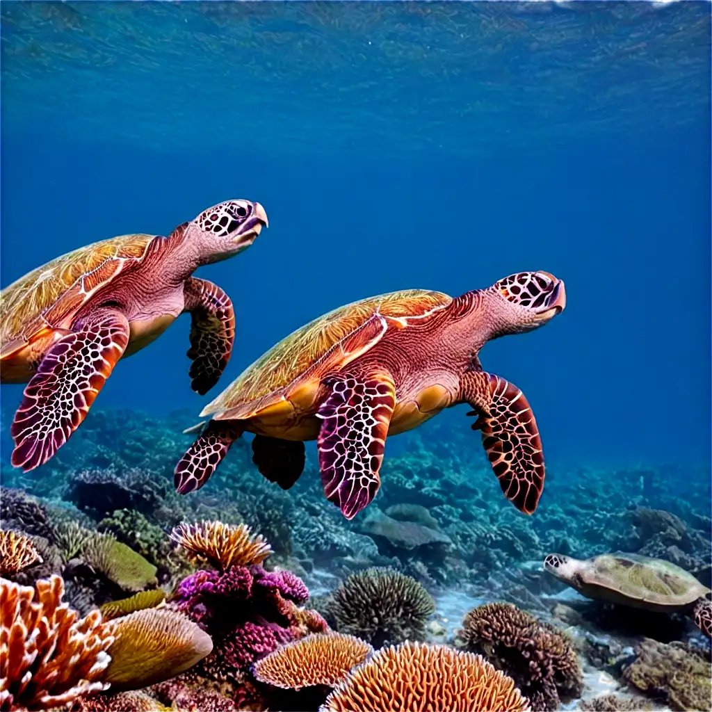 Vibrant-PNG-Image-of-a-Colorful-Ocean-with-Corals-and-Marine-Turtles