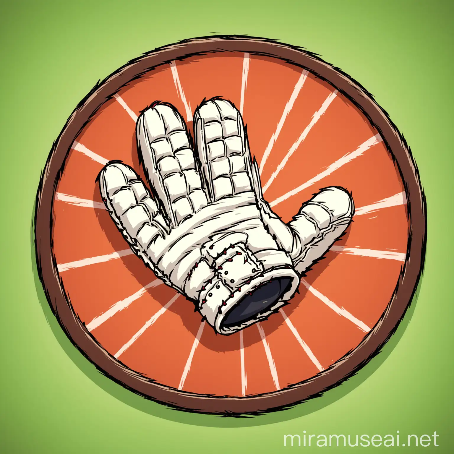 Cartoon Cricket Gloves Catching Something in Position