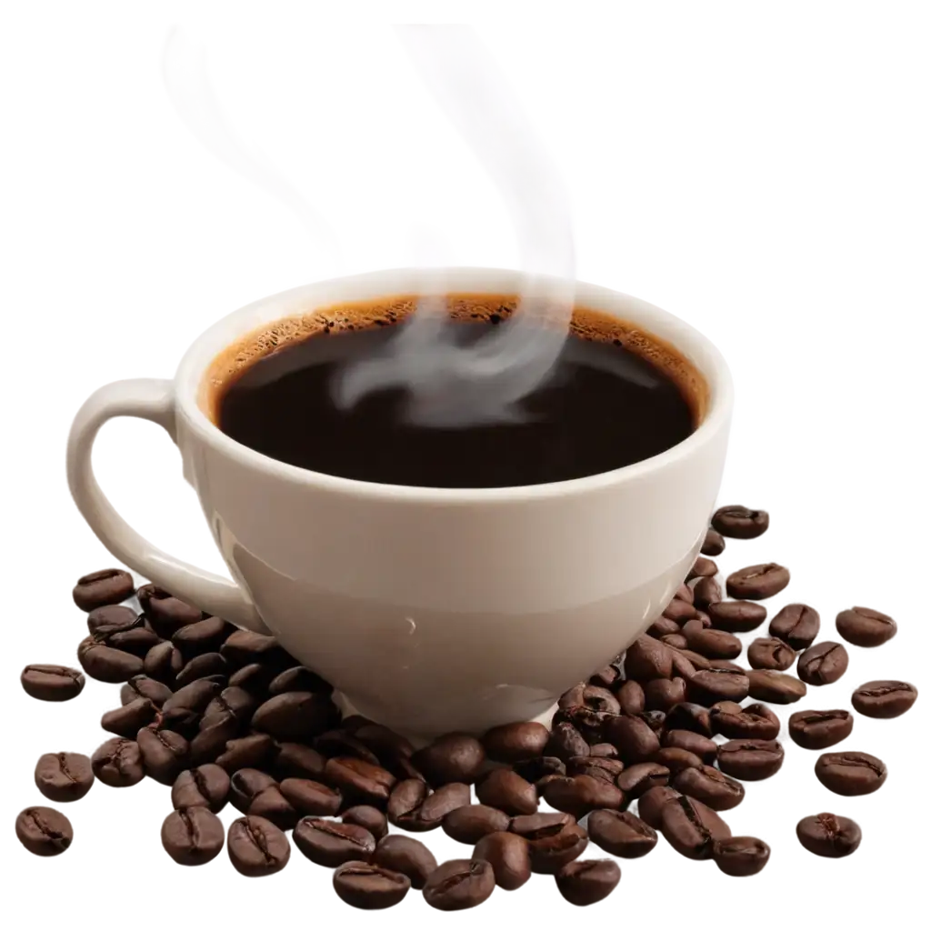 HighQuality-PNG-Image-of-a-Coffee-Cup-with-Steam-and-Coffee-Beans