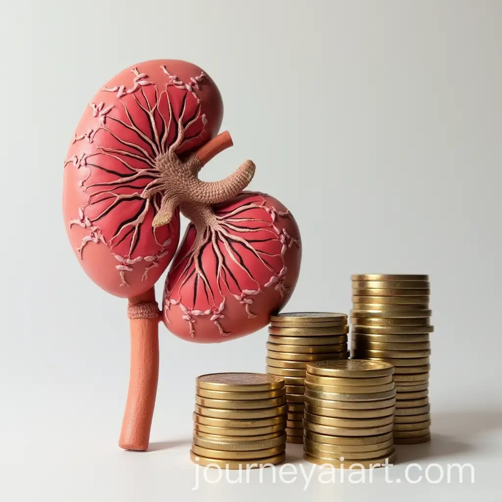 Kidney-Next-to-Stacks-of-Pound-UK-Notes-and-Coins
