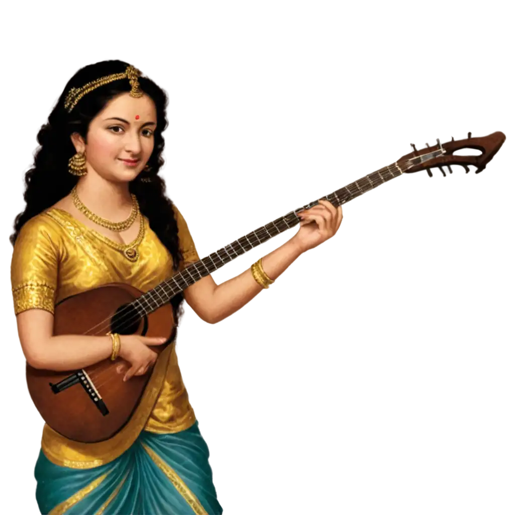 Saraswati-PNG-Image-for-Digital-Art-Educational-and-Spiritual-Content