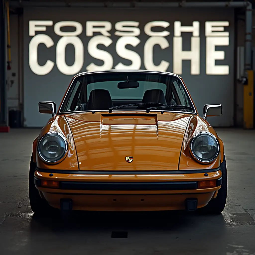 Porsche with a background font