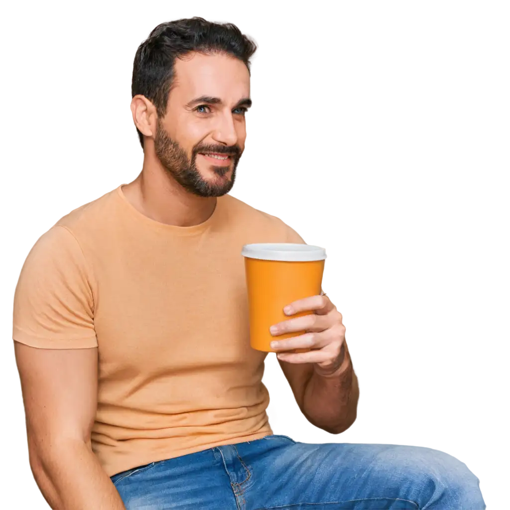 PNG-Image-of-a-Man-from-the-LGBTQ-Bear-Community-Drinking-Coffee