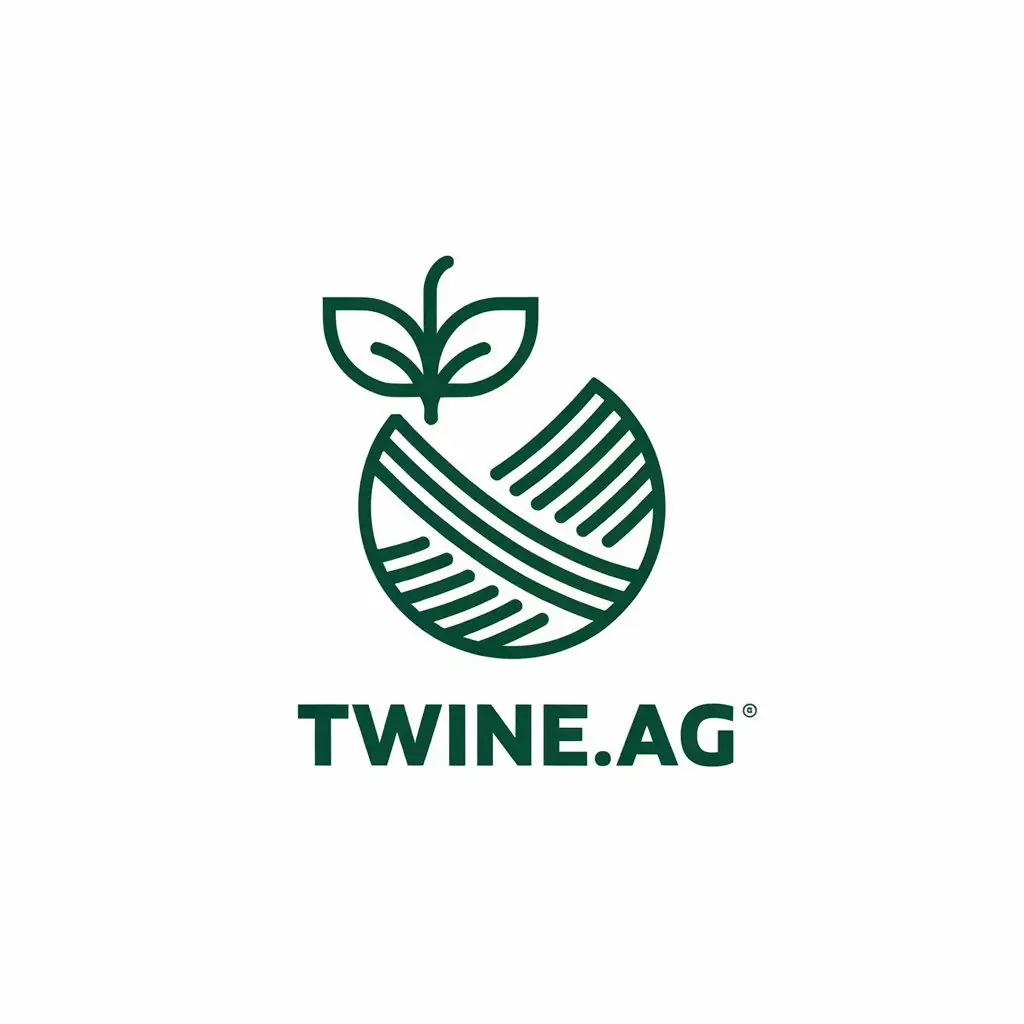 LOGO Design for TwineAg Vector with Ball of Twine and Plant Symbol