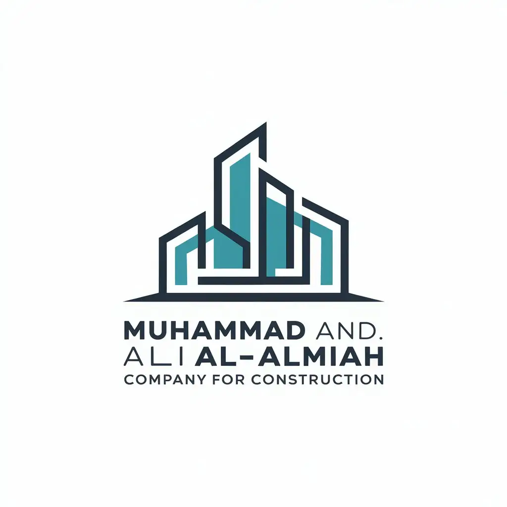 a vector logo design,with the text "Muhammad and Ali Al-Almiah Company for Construction", main symbol:buildings,Moderate,clear background