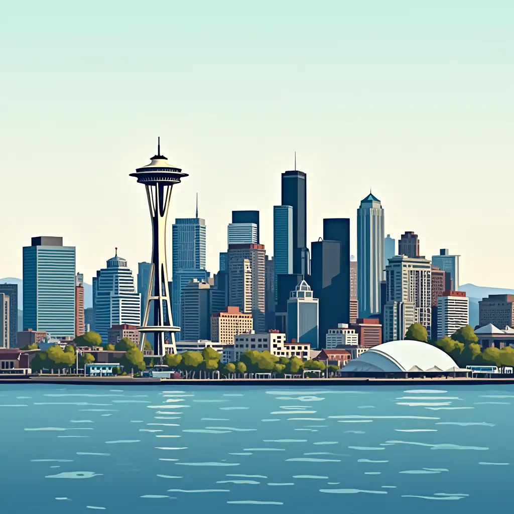 Cartoon seattle skyline