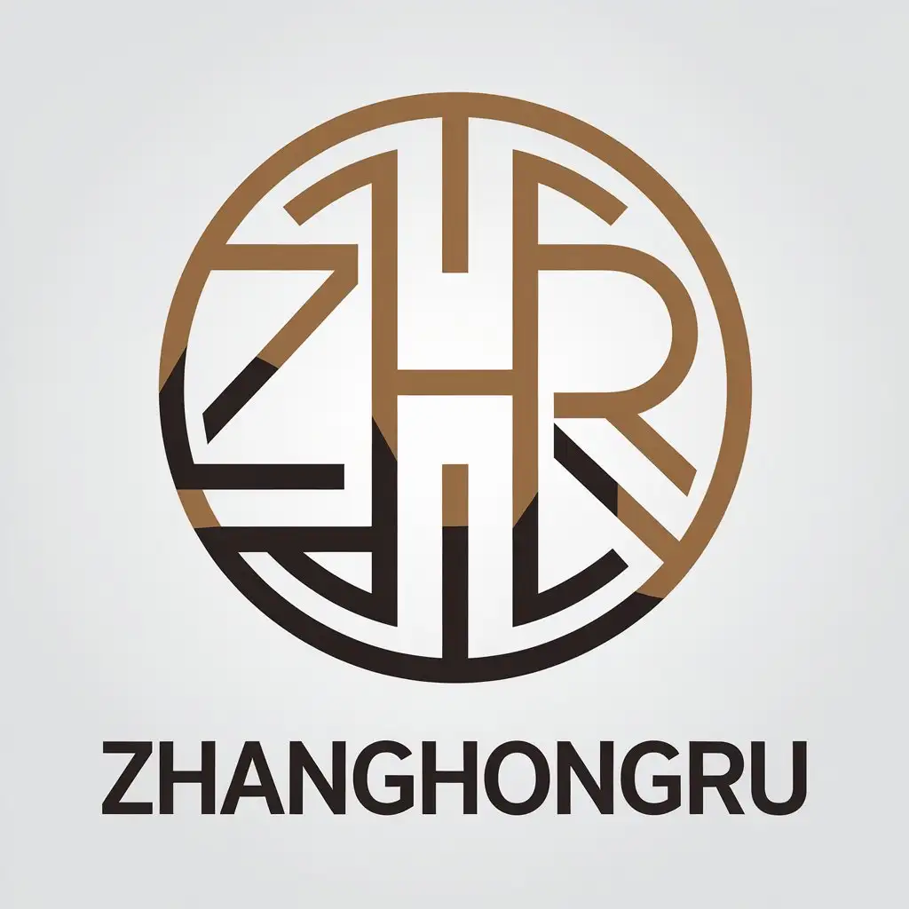 a vector logo design,with the text "ZHANGHONGRU", main symbol:ZHR,complex,be used in Internet industry,clear background