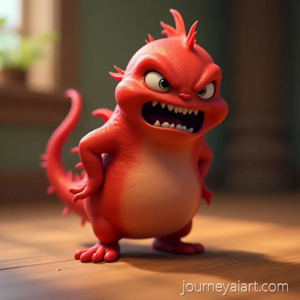PixarStyle-Animated-Creature-with-Lower-Back-Pain-and-Red-Slime