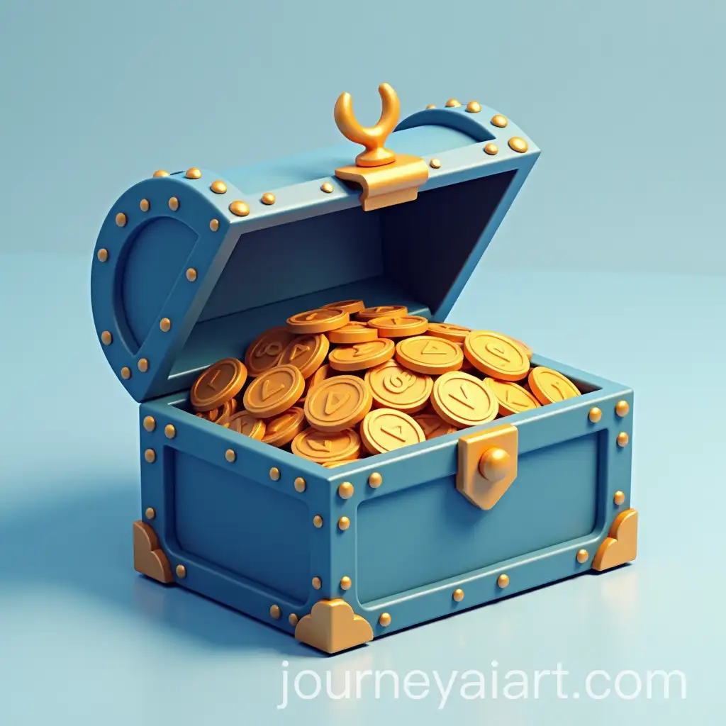 Isometric-View-of-a-Metal-Blue-Chest-Filled-with-Coin-Pouches-and-Coins