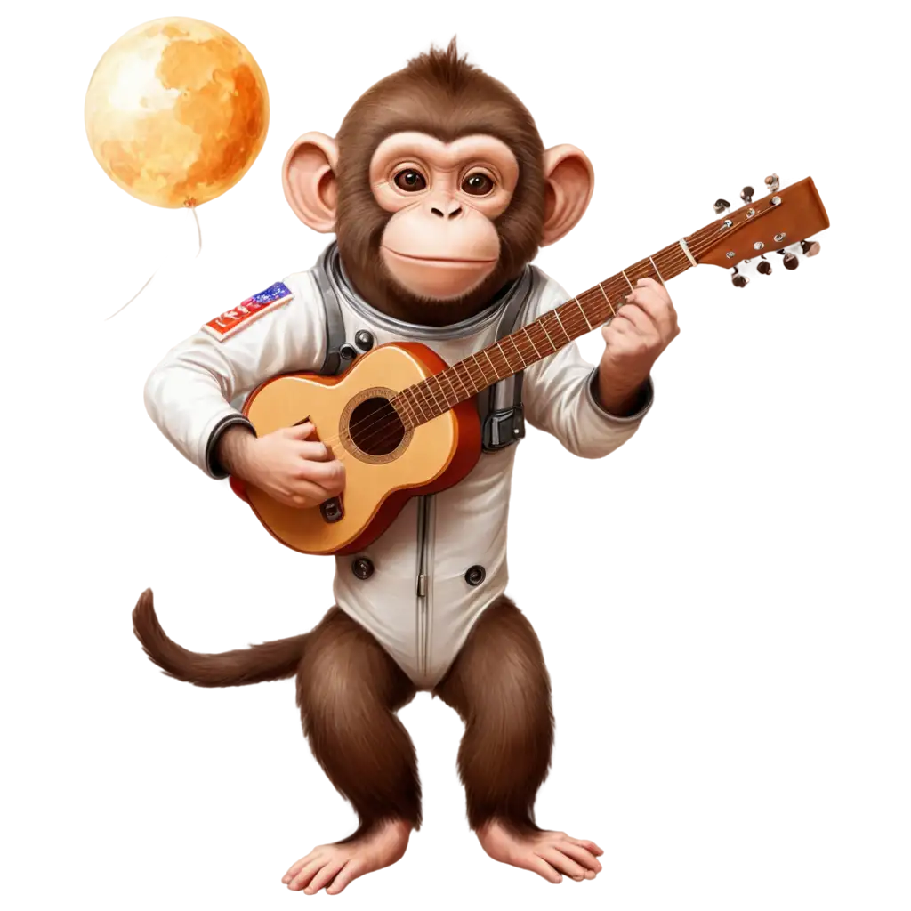 PNG-Image-of-a-Monkey-Astronaut-Playing-Pandeiro-Unique-Concept-for-Visual-Creativity