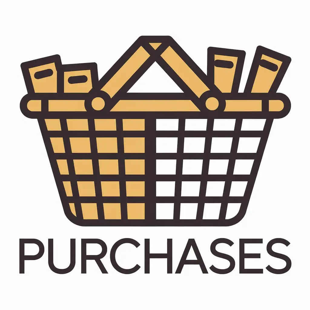 a vector logo design,with the text "purchases", main symbol:pannier,Moderate,be used in Retail industry,clear background