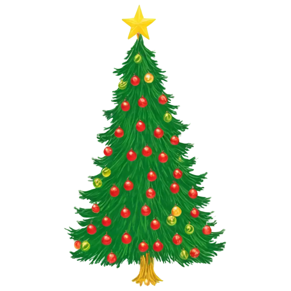 Beautiful-Christmas-Tree-PNG-with-Red-and-Gold-Ornaments-Twinkling-Lights-and-a-Golden-Star-on-Top