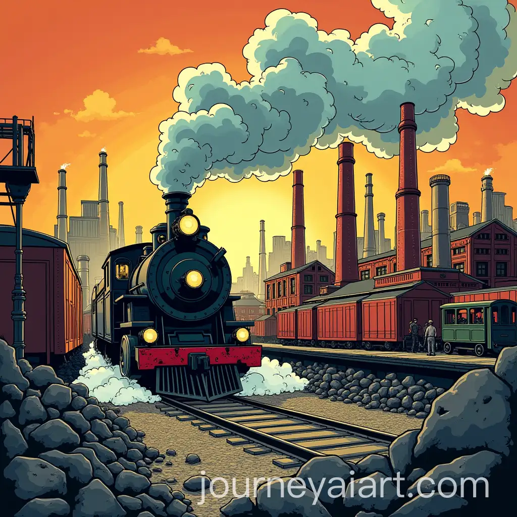 Dynamic-Industrial-Revolution-Comic-Featuring-CoalPowered-Factories-and-Workers