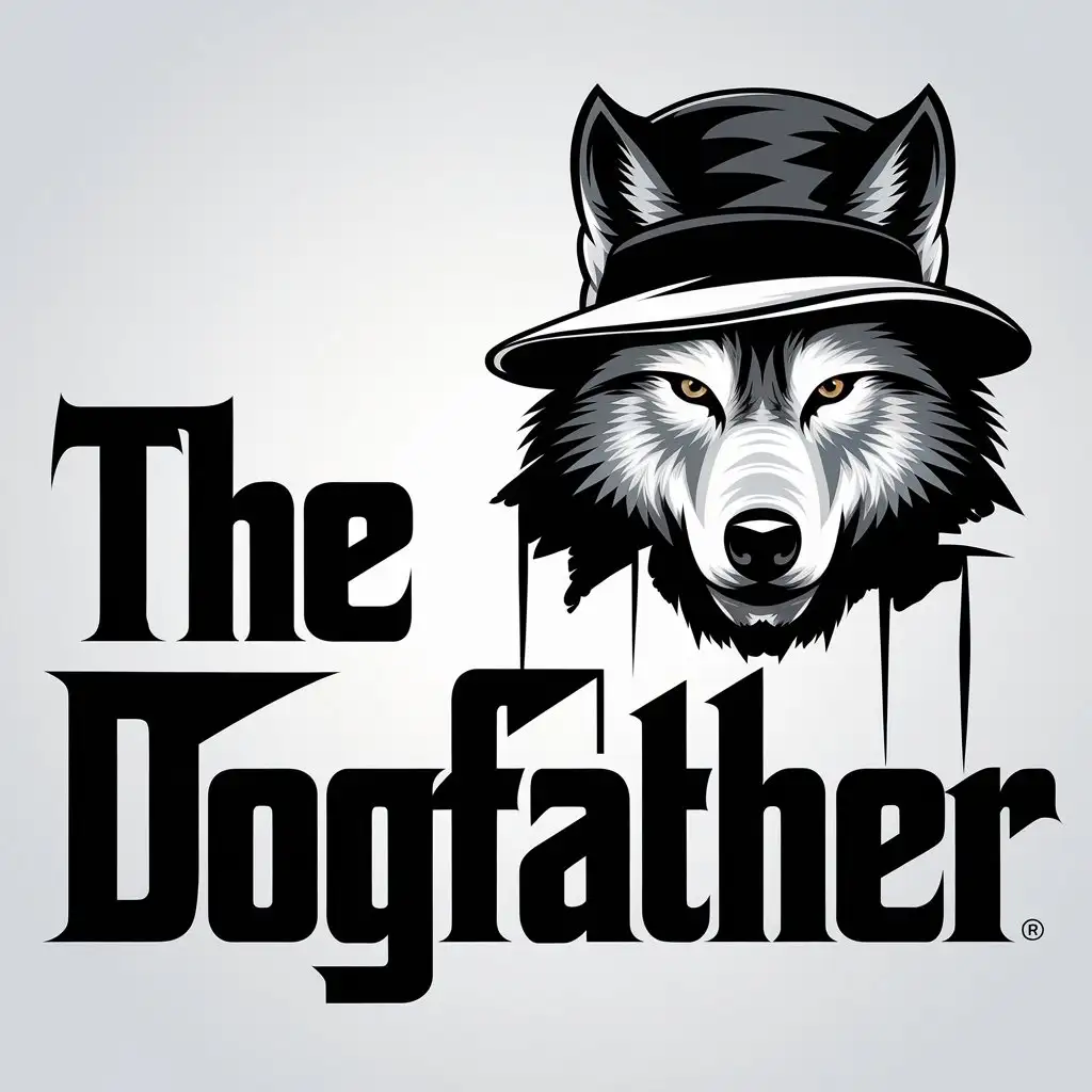 LOGO Design for The Dogfather Vector Logo with Wolf Symbol and Clear Background