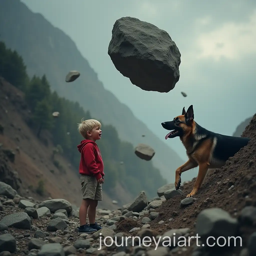 Boy-in-Danger-of-Landslide-with-German-Shepherd-in-Heroic-Rescue