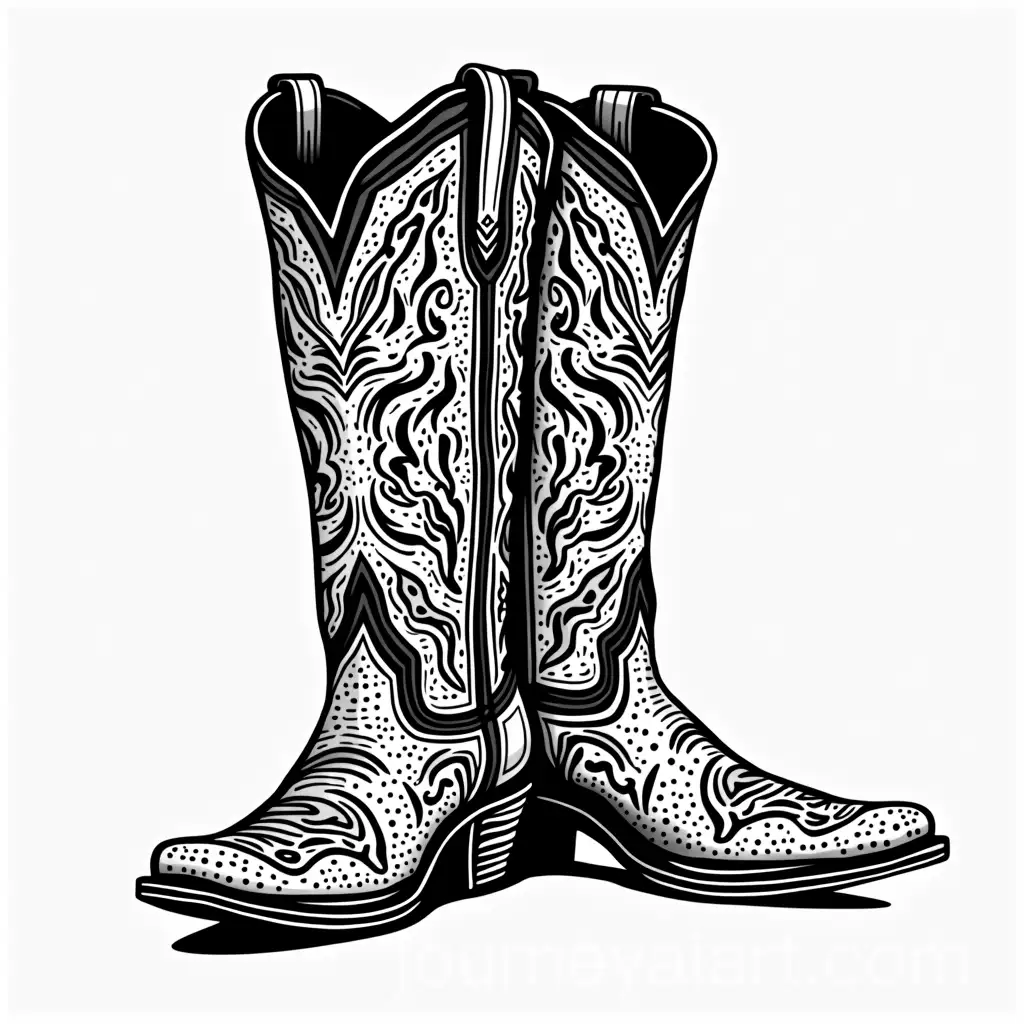 Black-and-White-Binary-Vector-Pattern-with-Western-Boots-Embossed-Style
